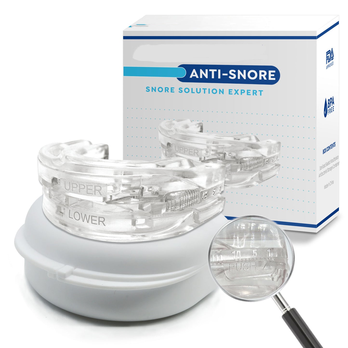 מגן שיניים מתכוונן להקלה בנחירות